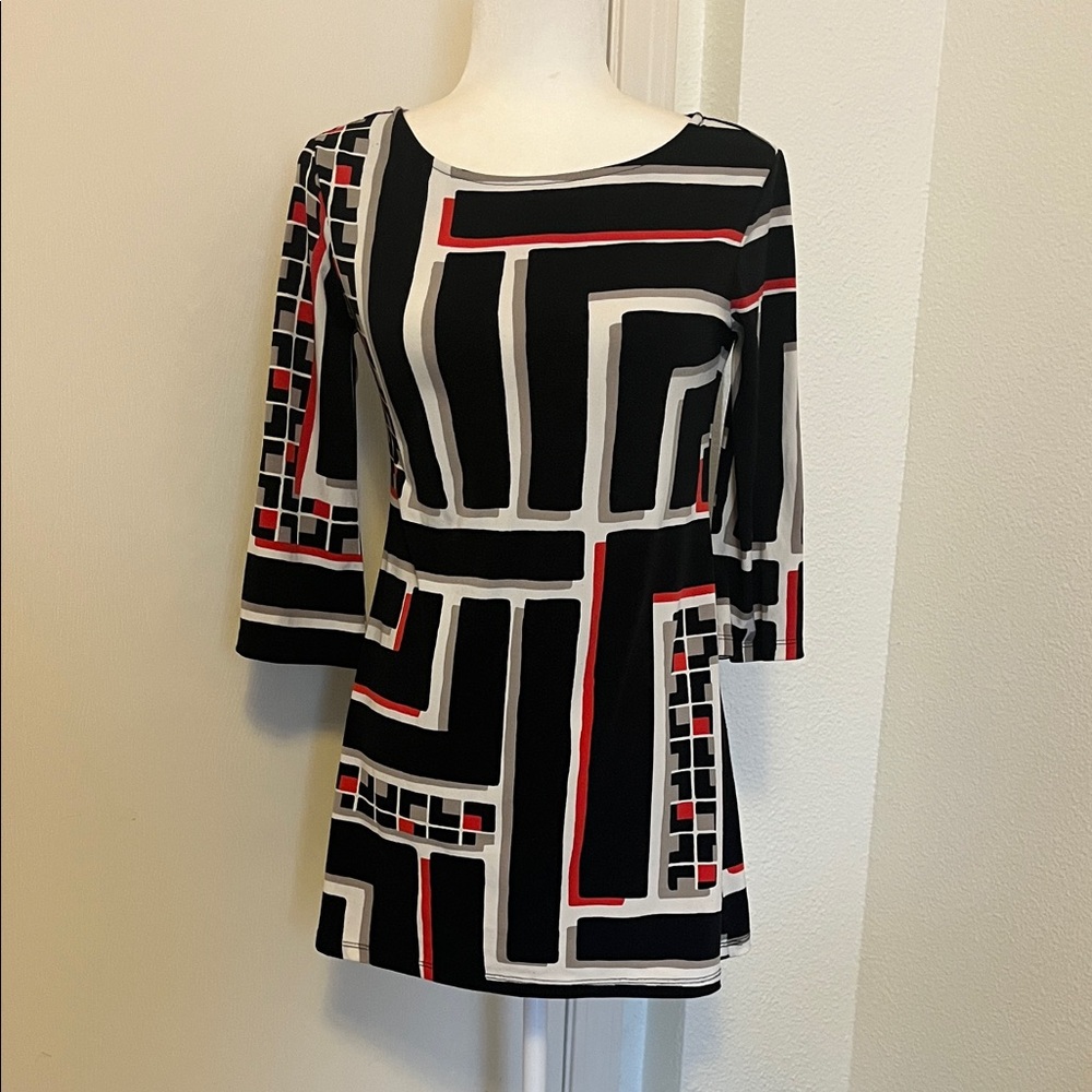 Geometric Black and Red Women's Top